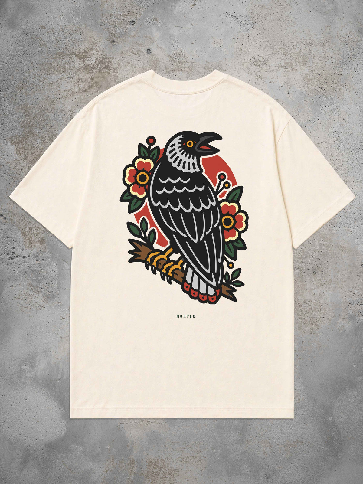 Crow - Tee-shirt tatouage oversized – blanc cassé