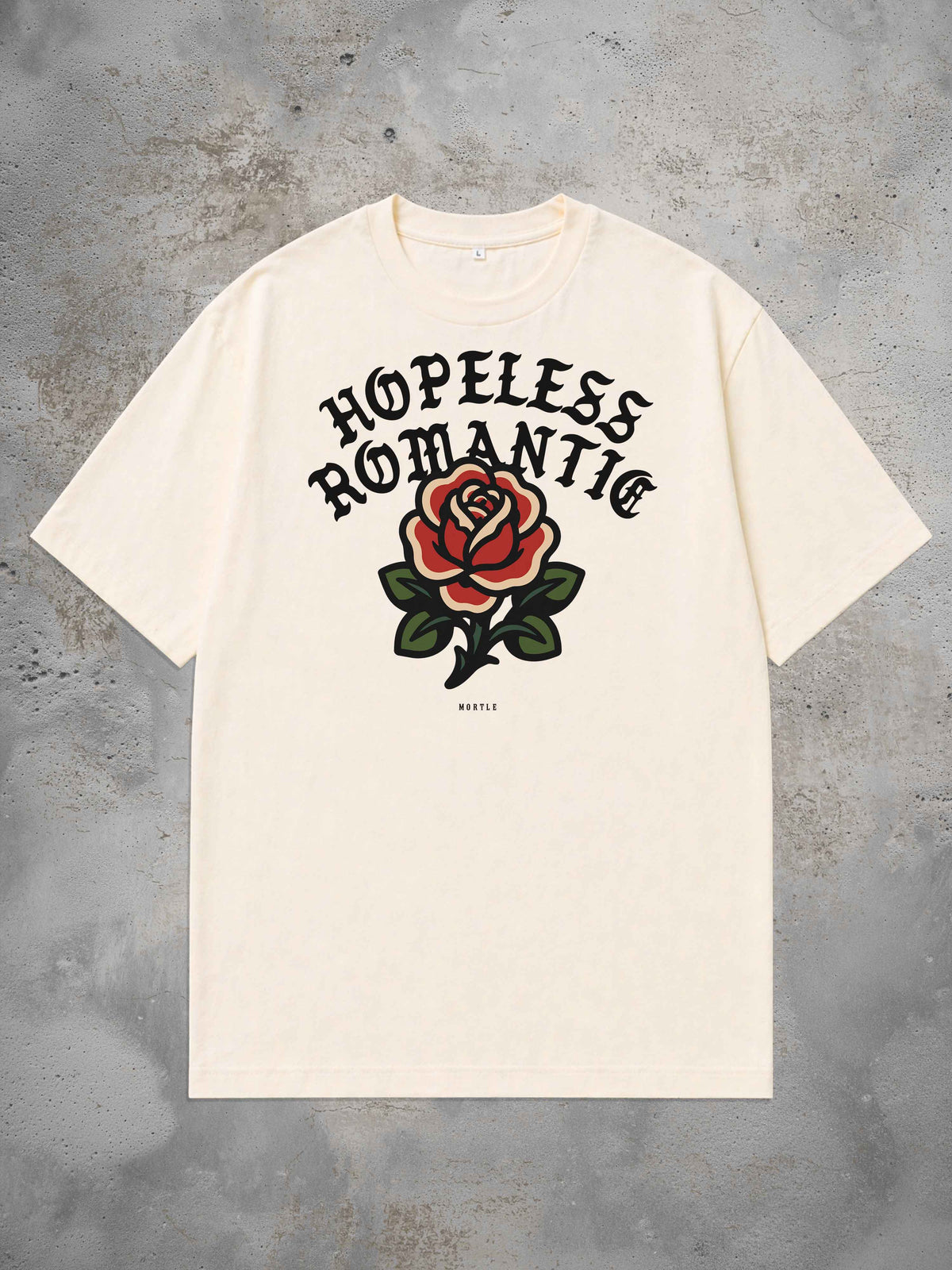 Hopeless Romantic - T-shirt tatouage oversize – écru