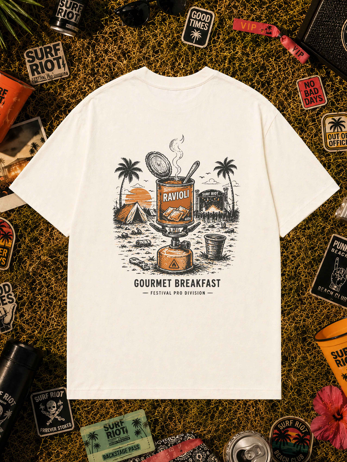 Gourmet Breakfast Festival Shirt von Surf Riot in Natural Raw