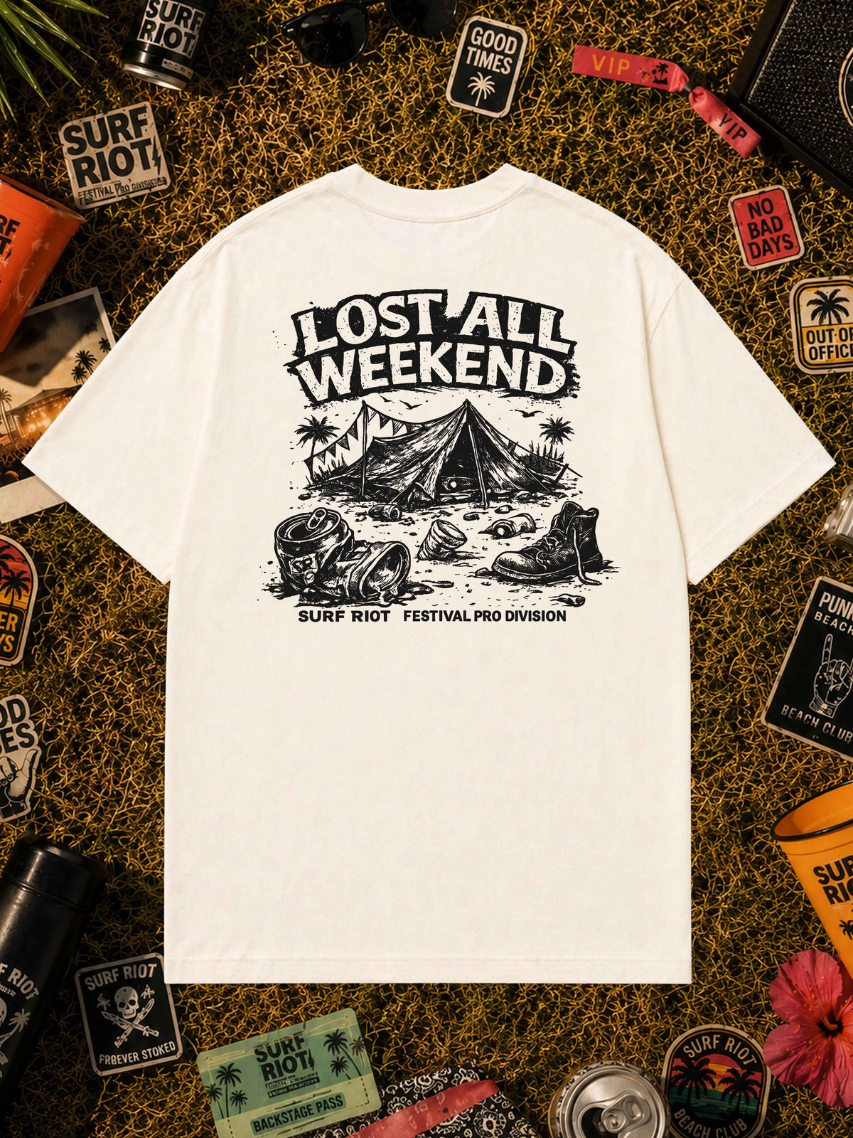 Lost All Weekend Festival Shirt von Surf Riot in Natural Raw
