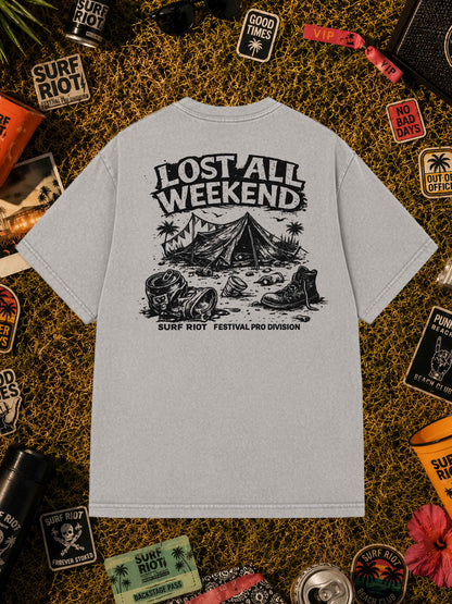 Surf Riot Festival Shirt mit Backprint in Washed Grey