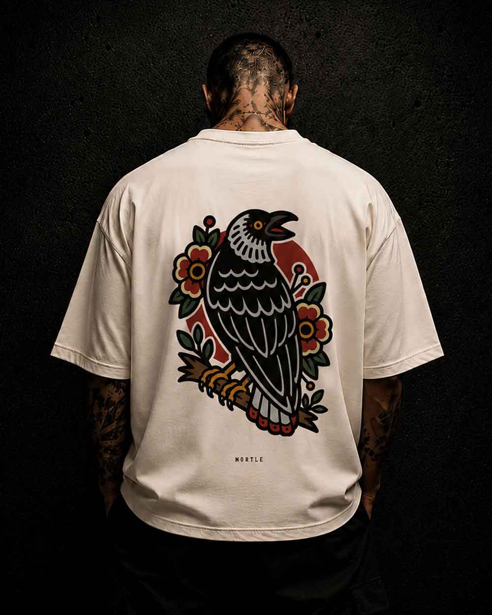 Crow - Tee-shirt tatouage oversized – blanc cassé