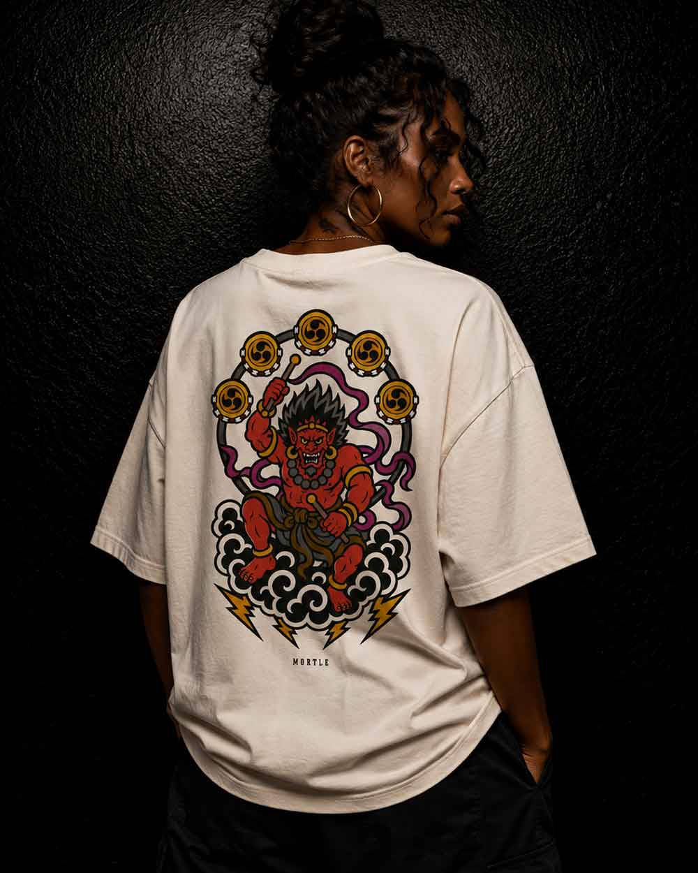 Raijin - T-shirt tatouage oversized – blanc cassé