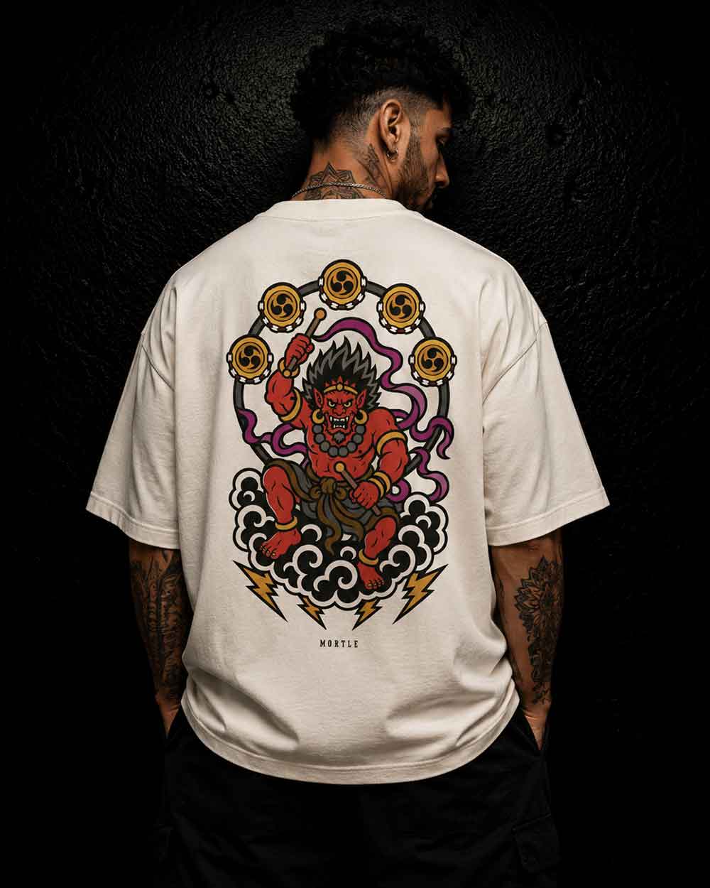 Raijin - T-shirt tatouage oversized – blanc cassé