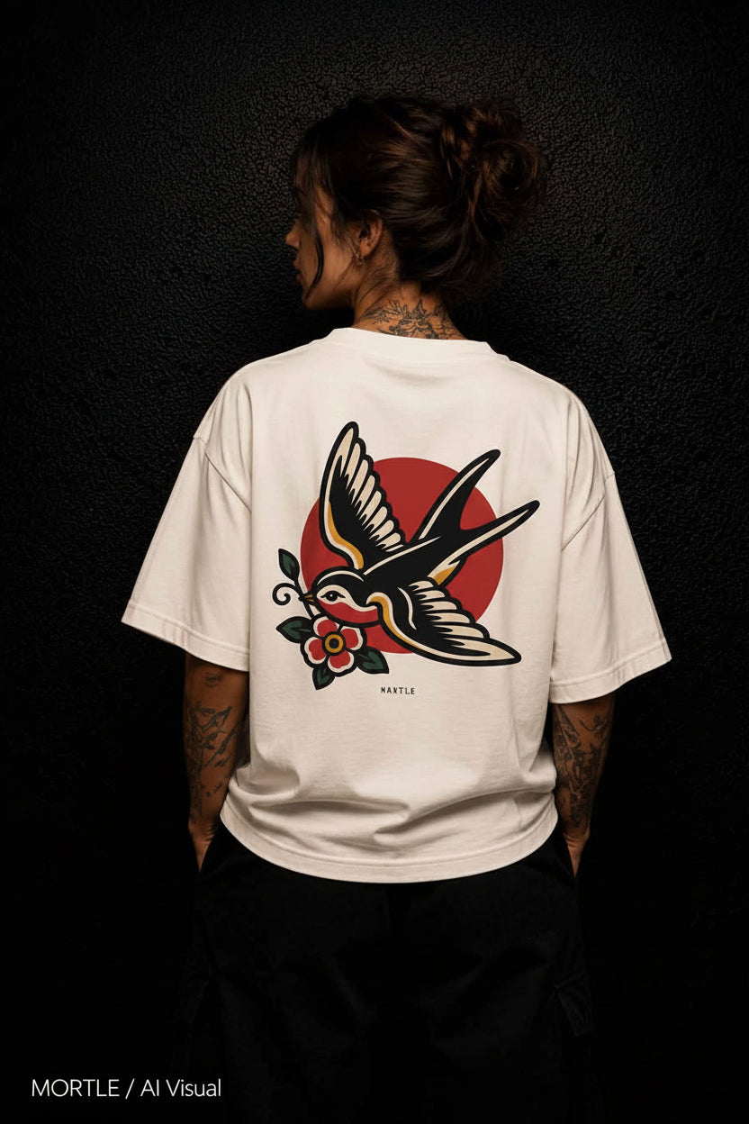 Swallow - Oversized Tattoo T-Shirt