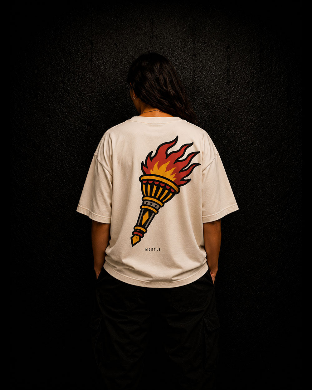 Torch - T-shirt oversize tatouage – blanc cassé