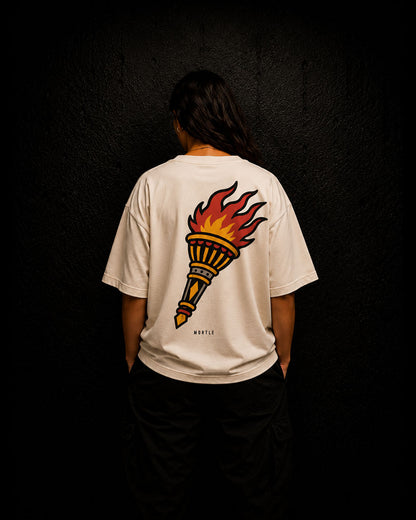 Torch - T-shirt oversize tatouage – blanc cassé