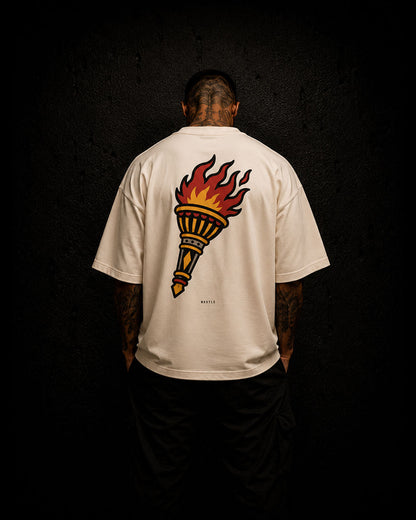 Torch - T-shirt oversize tatouage – blanc cassé